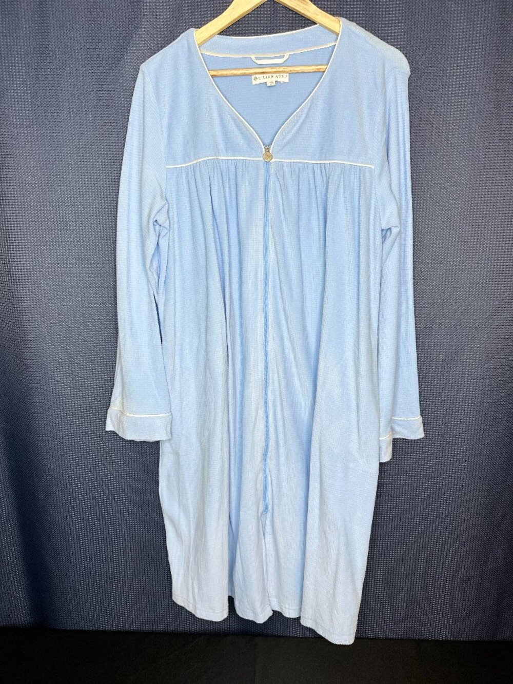 Eileen West Blue Full Zip Front Robe LARGE Cottagecore Grandmacore Leisure Soft